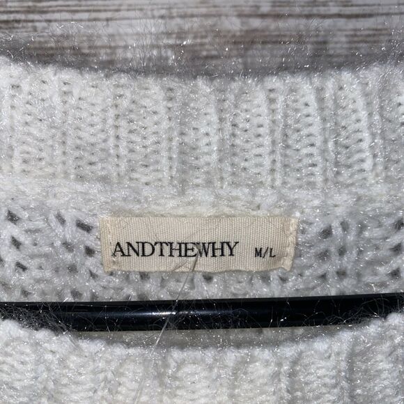 Andthewhy Tell Me Why Rainbow Color Sleeve Sweater Size M/L NWT - Picture 2 of 4